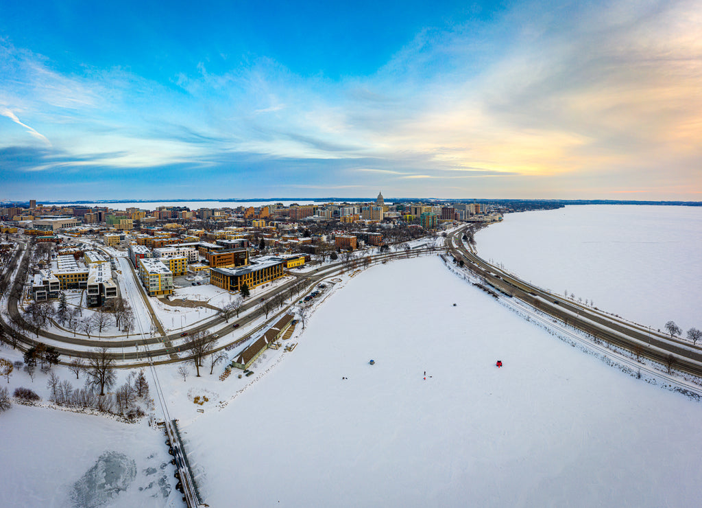 Madison in the winter aerial, Wisconsin