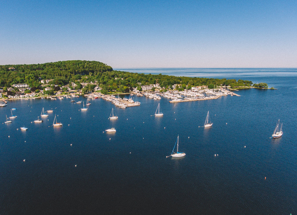 Aerial Drone Photography | Fish Creek Sailboats Door County Wisconsin