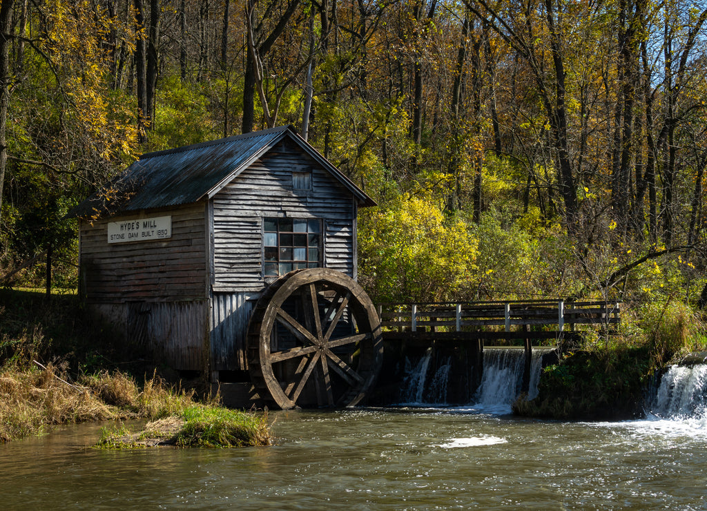 Hyde's mill in the Fall/Autumn sunshine. Hyde, Wisconsin, USA