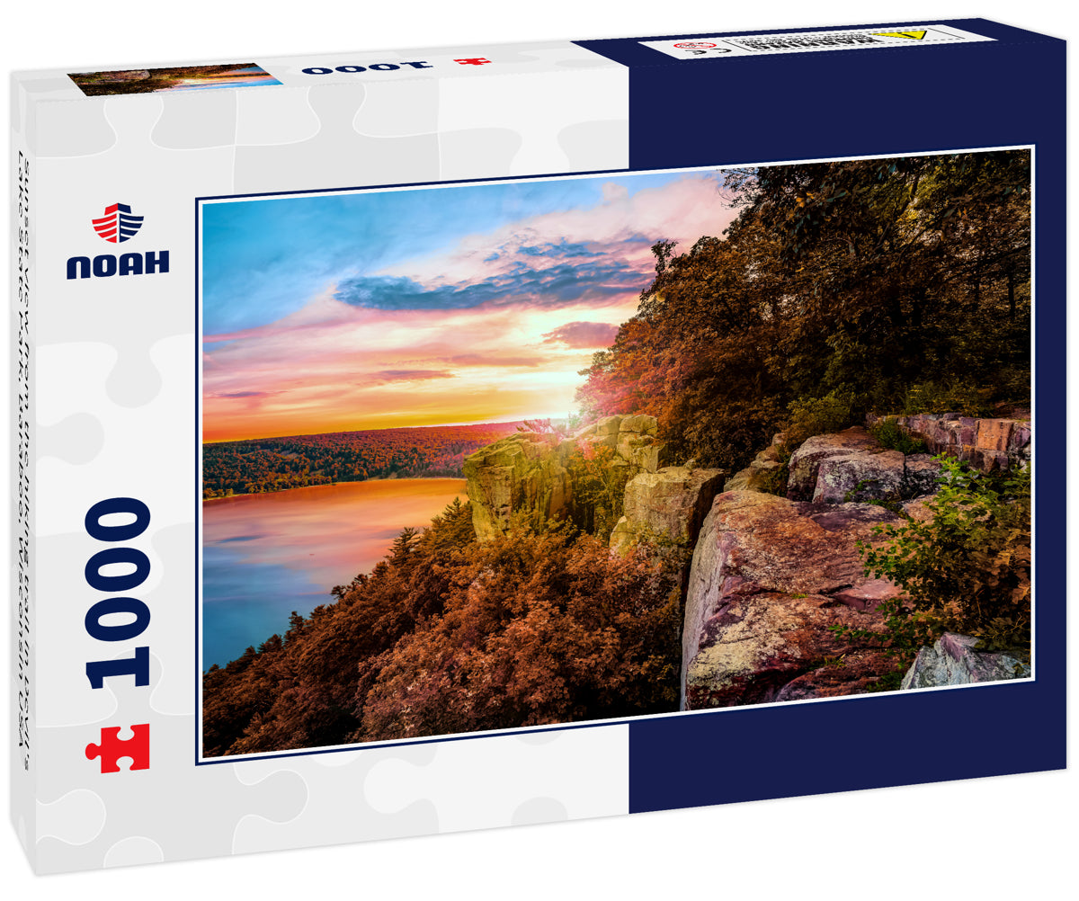 Sunset view from the hiking trail in Devil's Lake State Park, Baraboo, Wisconsin USA