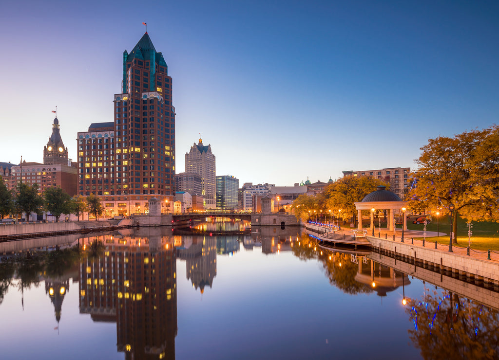 Downtown Milwaukee skyline in Wisconsin, USA