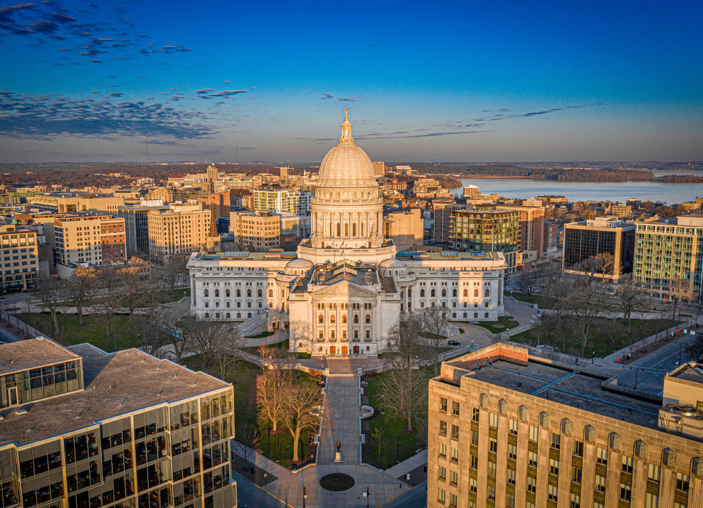 Madison Wisconsin Isthmus and Capitol at sunrise