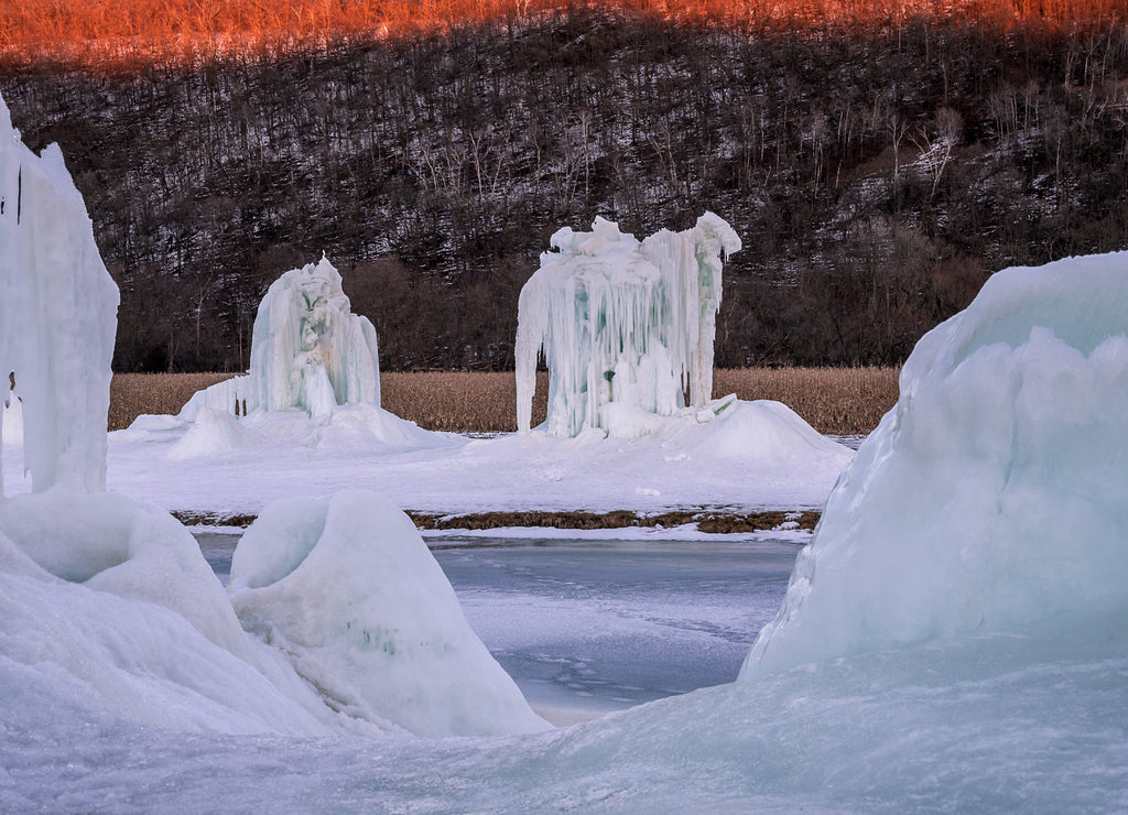 Ice sculptures on Rush River, Wisconsin