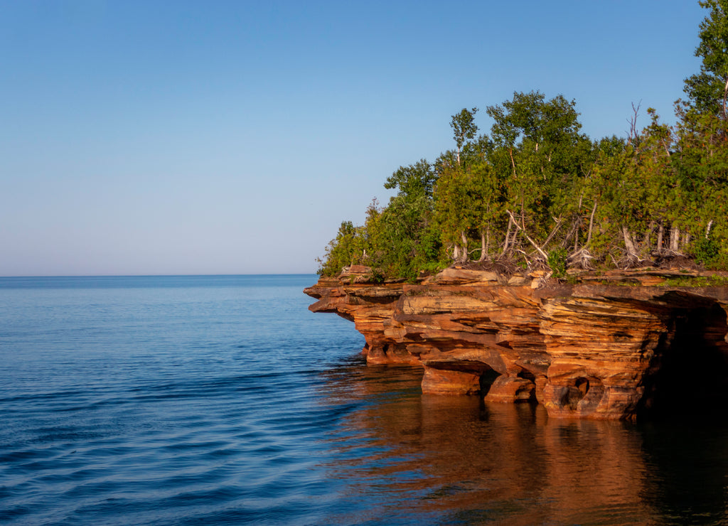 Beautiful Sea Caves on Devil's Island in the Apostle Islands National Lakeshore, Lake Superior, Wisconsin