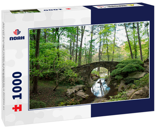 Stone bridge with a stream in a forest in the Ozark mountains Arkansas