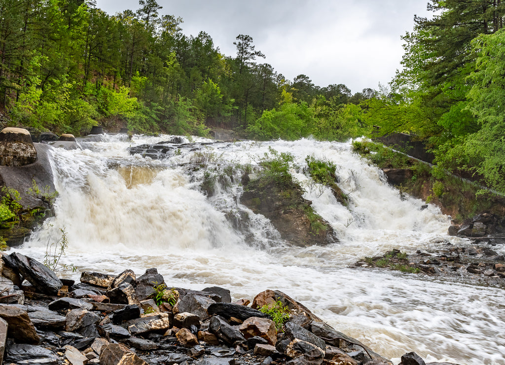 Hot Springs, Arkansas river rapids after the rain in spring