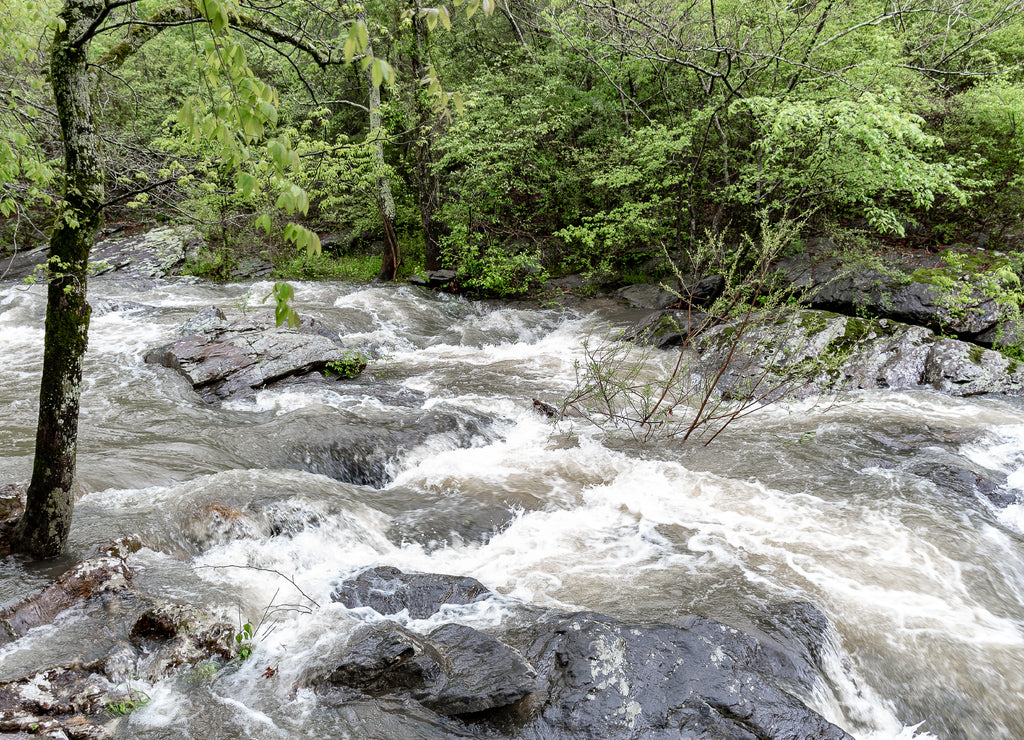 Hot Springs, Arkansas river rapids after the rain in spring