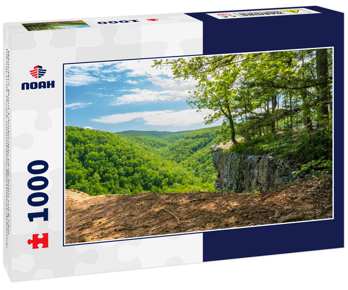 Whitaker Point Landscape view from rock cliff hiking trail, Ozark mountains, Northwest Arkansas