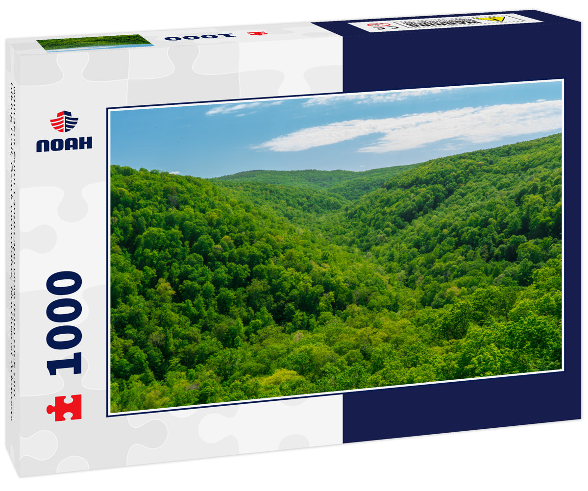 Whitaker Point Landscape view from rock cliff hiking trail, Ozark mountains, Northwest Arkansas