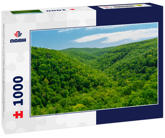 Whitaker Point Landscape view from rock cliff hiking trail, Ozark mountains, Northwest Arkansas