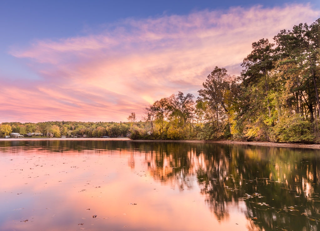 sunset at Hamilton Lake in Arkansas