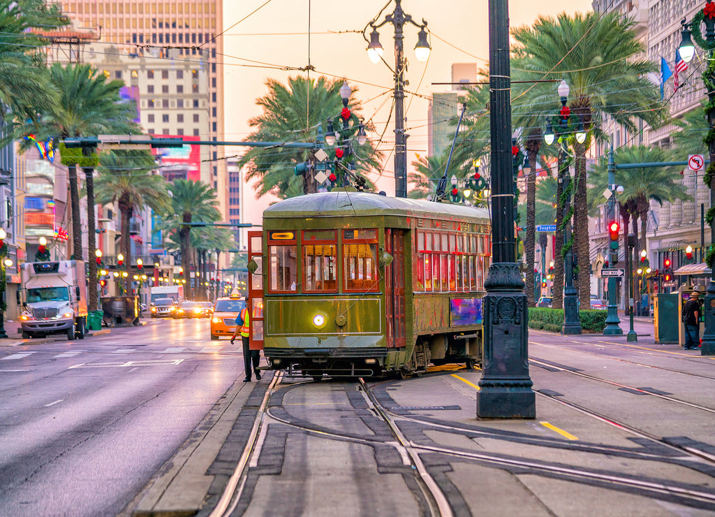 Streetcar in downtown New Orleans, Louisiana