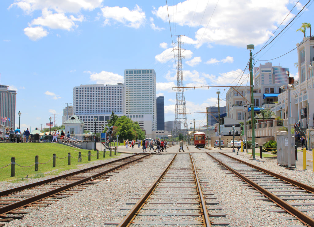 Rail road for Trolley streetcar in New Orleans, Louisiana
