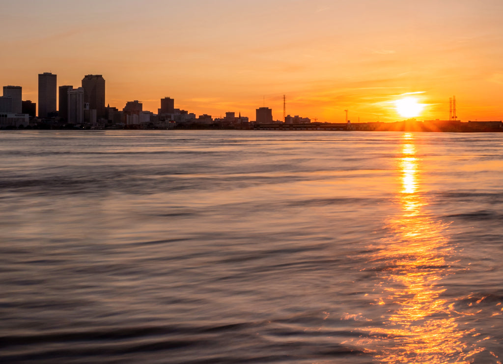 Downtown New Orleans under sunset, Louisiana