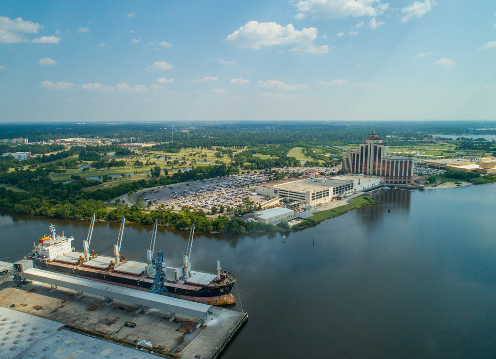 Aerial image of Lake Charles port harbor, Louisiana