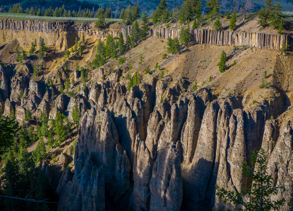 Above view of dry ground located where Yellowstone River flows into the Grand Canyon in Yellowstone National Park, Wyoming