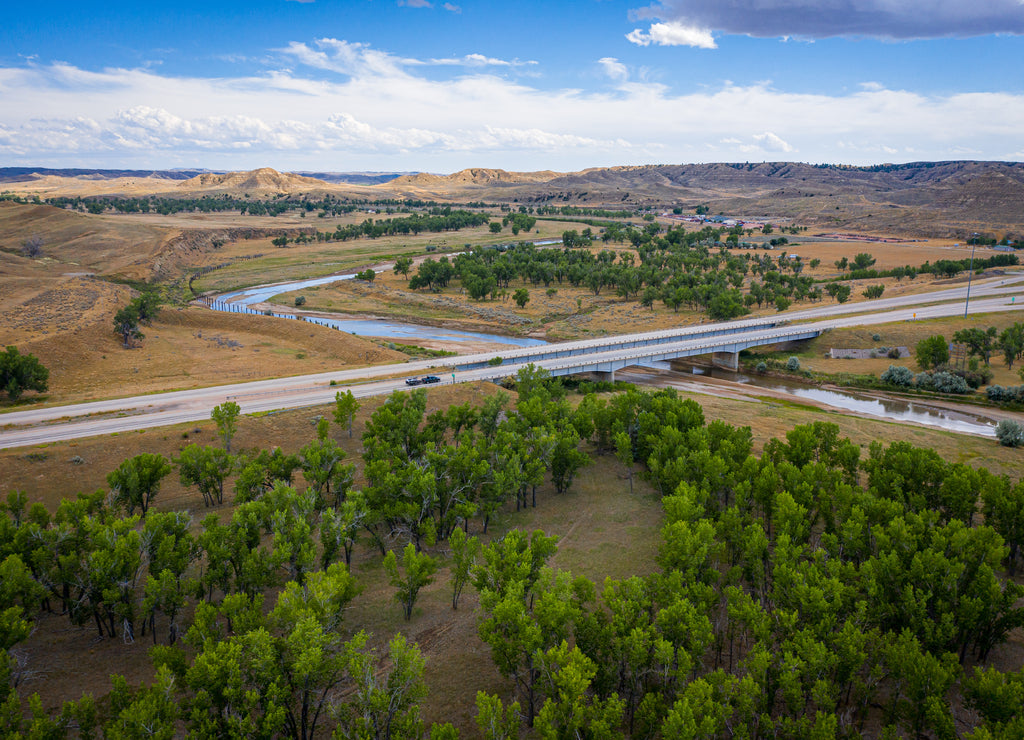 aerial view of the powder river in wyoming