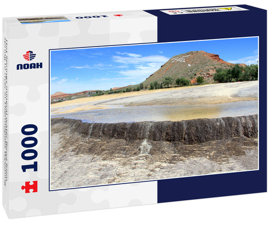 Hot Springs mineral water flows from spring to river in Thermopolis Wyoming