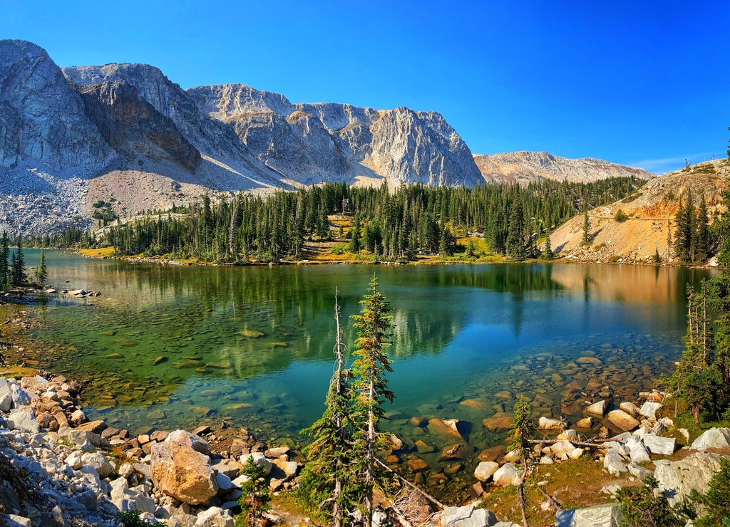 landscape with mountains and lake, Wyoming