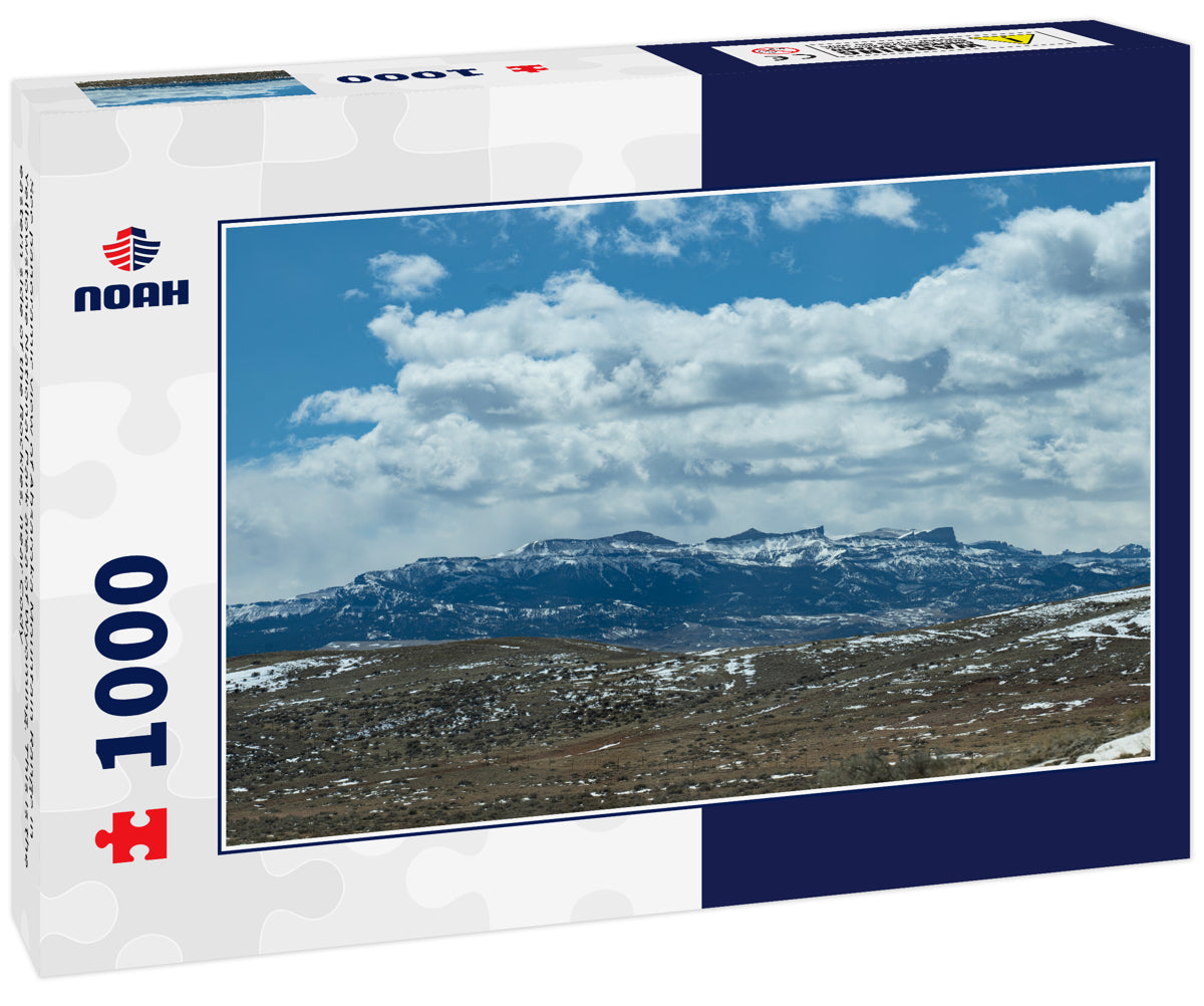 See panoramic view of Absaroka Mountain Range in Yellowstone National Park area of Wyoming. This is the eastern side of the Rockies, near Cody