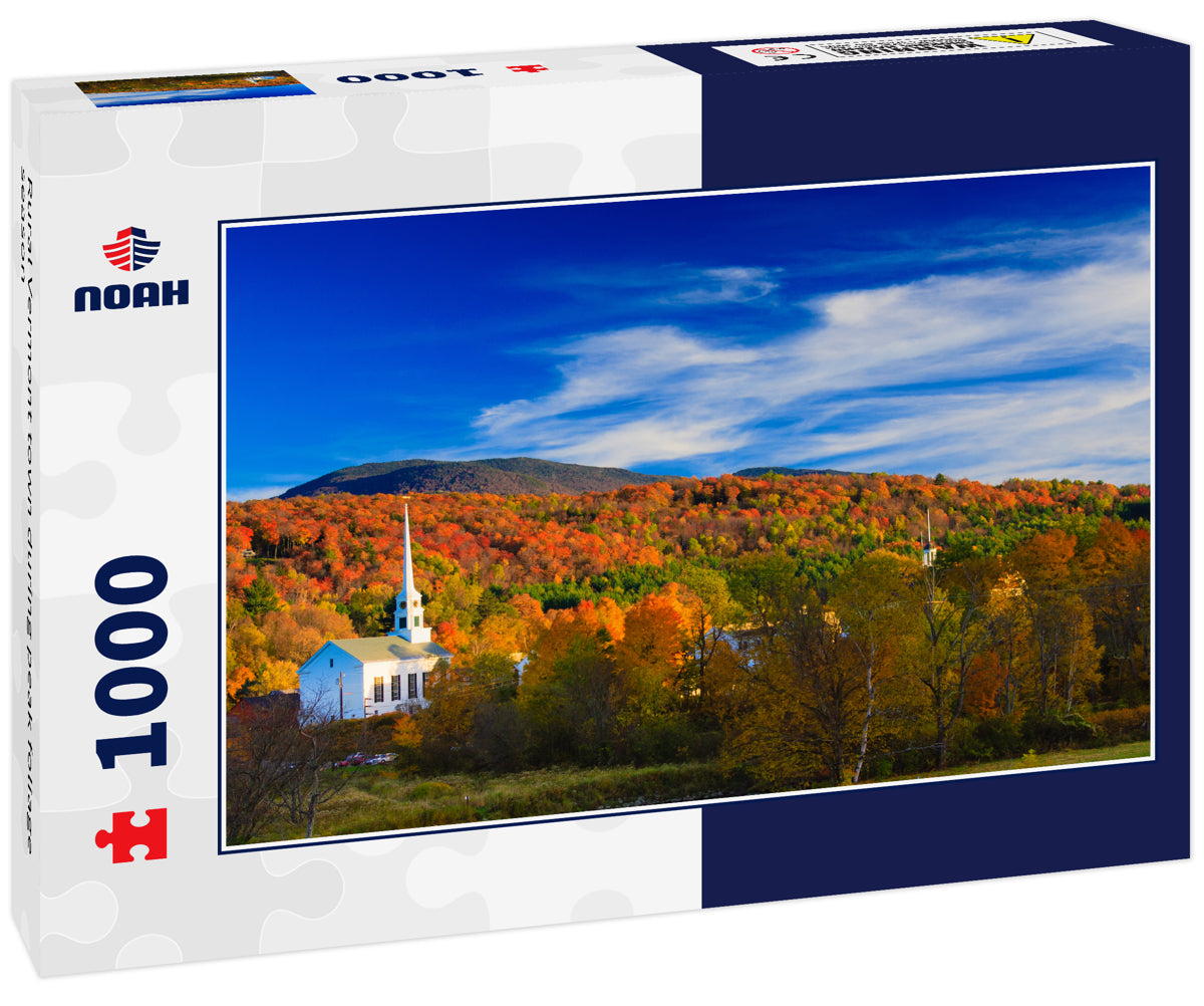 Rural Vermont town during peak foliage season