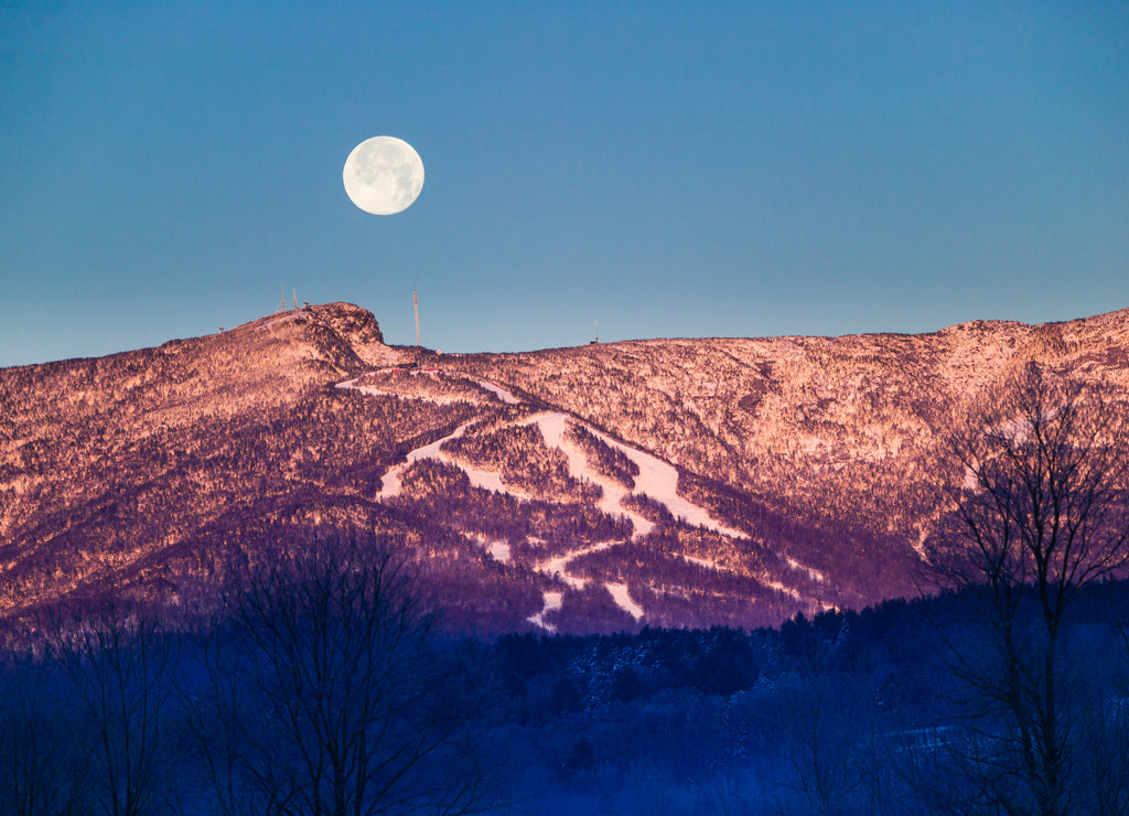 Moonrise over Mt. Mansfield, Stowe, Vermont, USA
