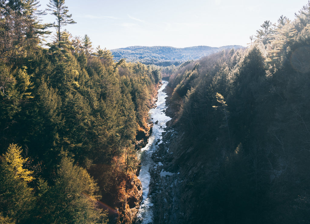 Quechee Gorge Vermont river in valley