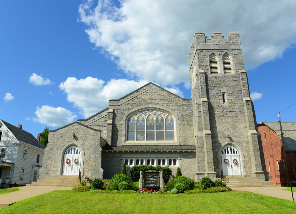 Grace United Methodist Church in downtown St. Johnsbury, Vermont, USA