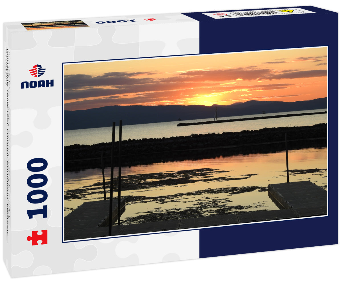 Sunset, lake, orange, sunrise, water, beautiful, landscape, reflection, colorful, Burlington, Vermont, mountains