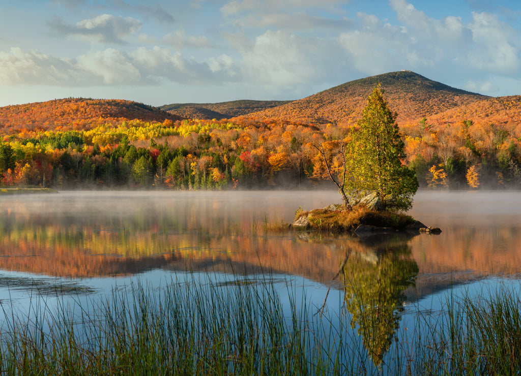 Autumn Morning in Killington Vermont at Kent Pond - Gifford Woods State Park