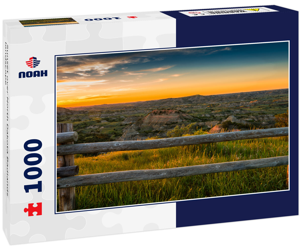 Sunset over North Dakota Badlands landscape