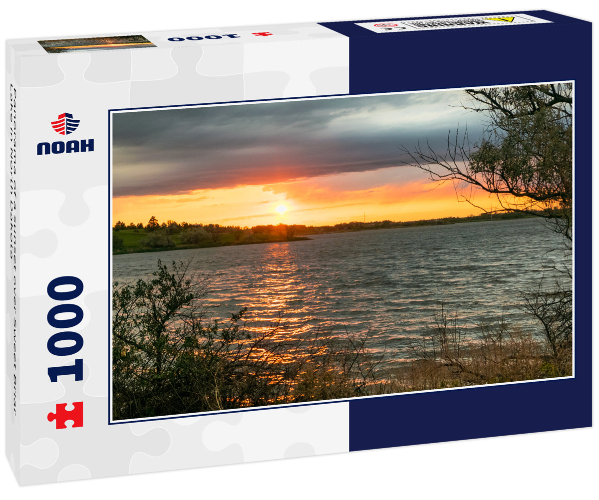 Panorama of a sunset over Sweet Briar Lake in North Dakota