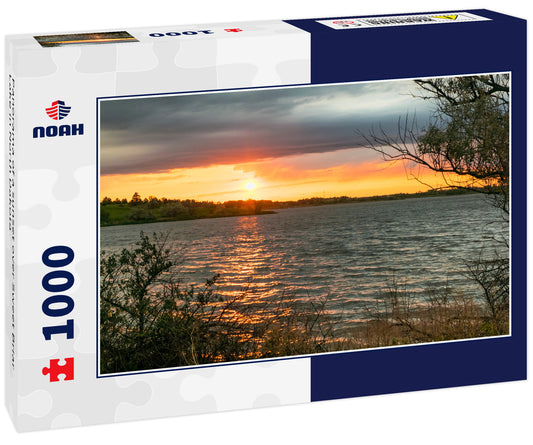 Panorama of a sunset over Sweet Briar Lake in North Dakota