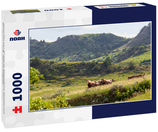 Wild Horses graze in Theodore Roosevelt National Park, North Dakota