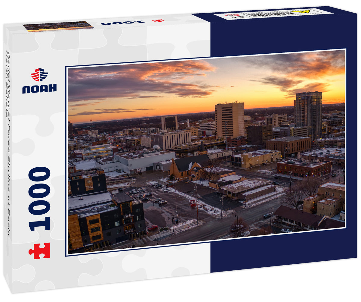 Aerial View of Fargo Skyline at Dusk, North Dakota