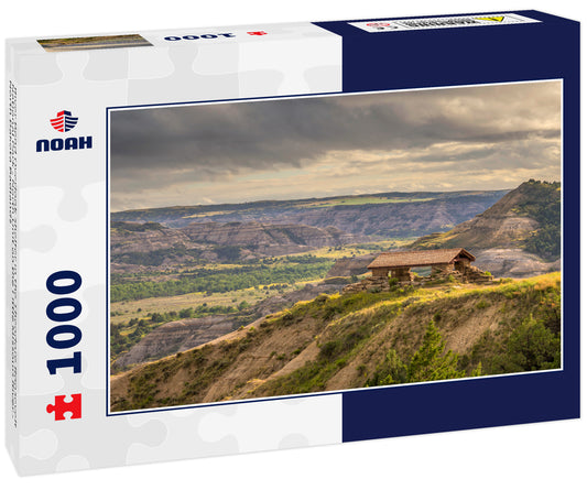 River Bend Overlook shelter in the Theodore Roosevelt National Park - North Unit on the Little Missouri River - North Dakota Badlands