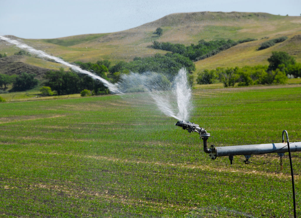 Center pivot irrigation system operating in North Dakota