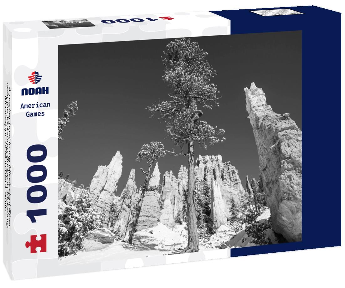 Noah Jigsaw Puzzle A pusher boat in the Mississippi River near the Vicksburg Bridge in Vicksburg, Mississippi, USA in black white 1000 pieces