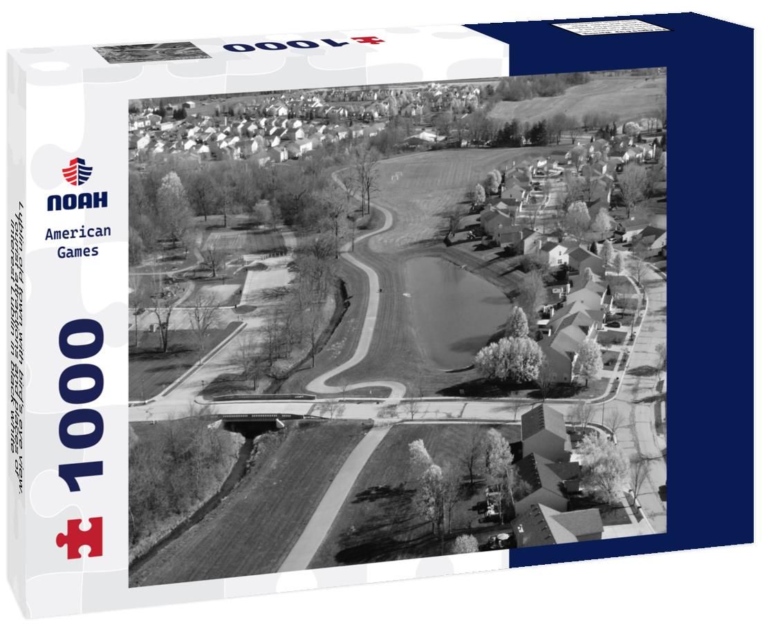 Noah Jigsaw Puzzle Lublin old town with bird's eye view. Tourist attractions and places of interest Lublin in black white 1000 pieces