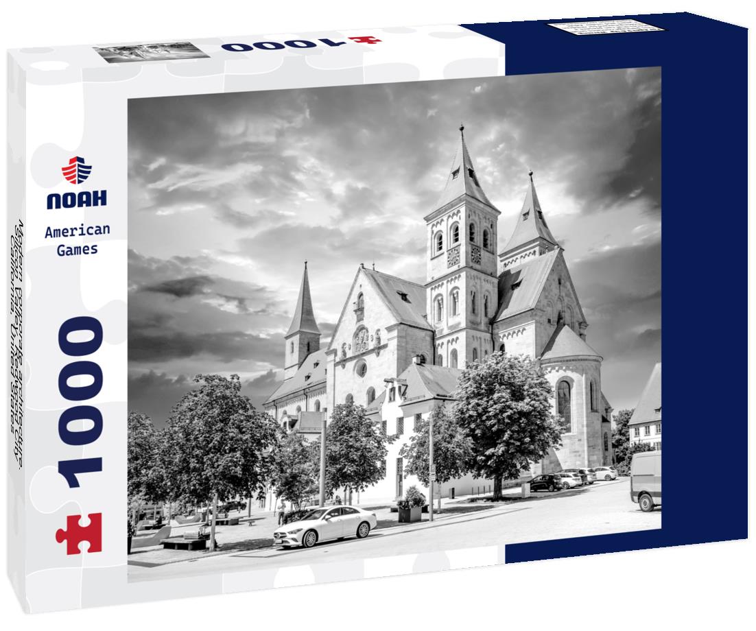 Noah Jigsaw Puzzle Modern corporate architecture. Silicon Valley, Redwood City, California, United States in black white 1000 pieces