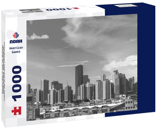 Noah Jigsaw Puzzle Great brown pelicans in the harbor of Islamorada, Florida Keys. Waiting for fish in the marina of Robbie in black white 1000 pieces