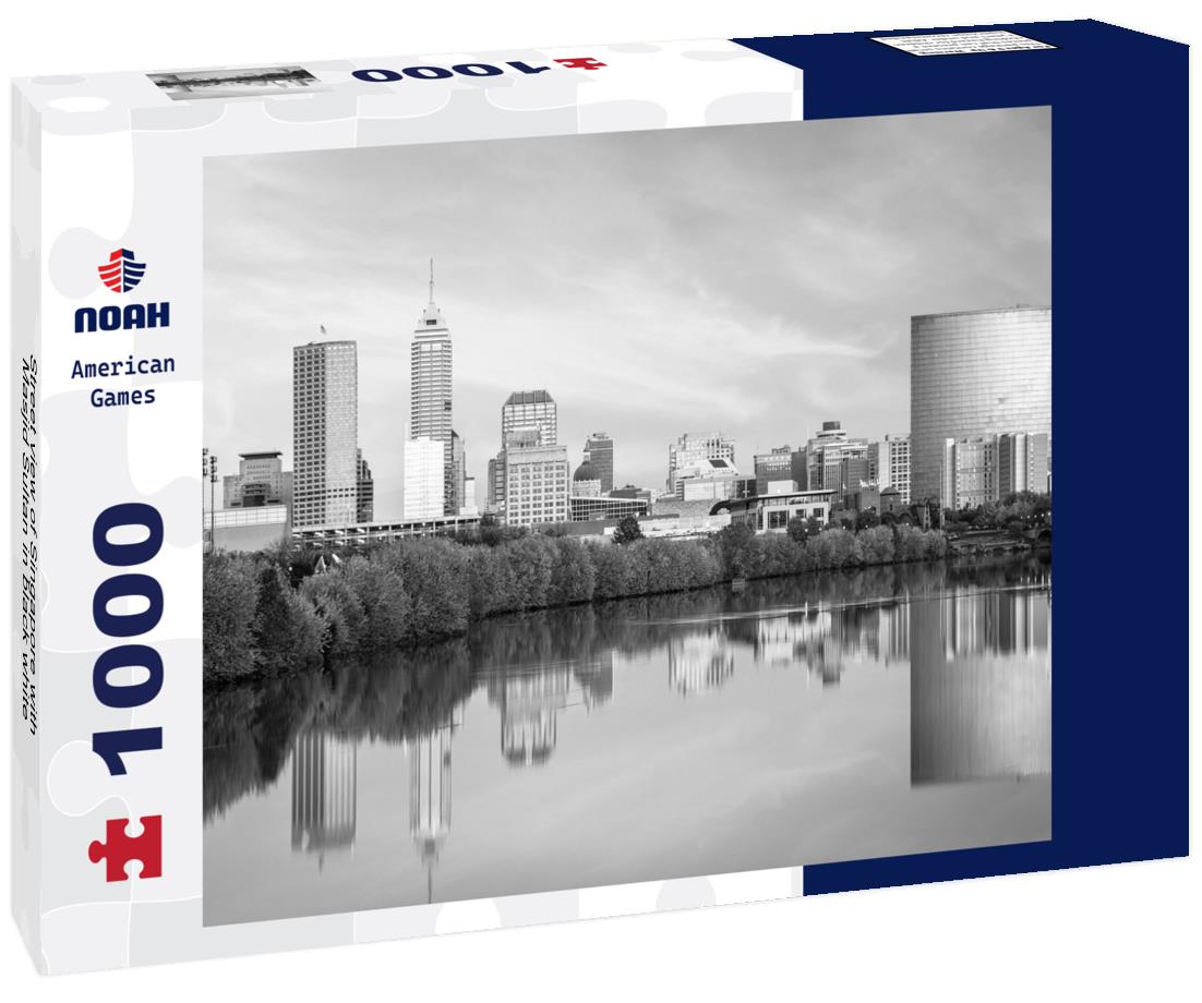 Noah Jigsaw Puzzle Street view of Singapore with Masjid Sultan in black white 1000 pieces