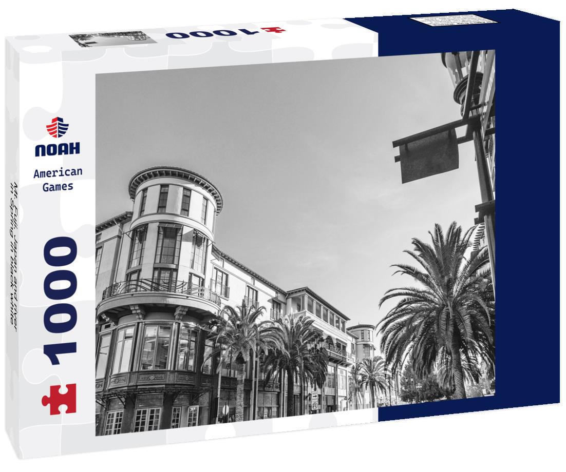 Noah Jigsaw Puzzle Mt. Fuji, Japan and river in Spring in black white 1000 pieces