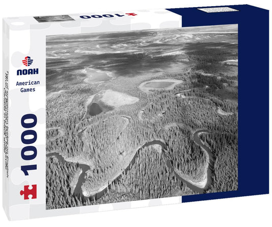 Noah Jigsaw Puzzle Top of suspension bridge on English River at Beautiful Day, Parksville Canada in black white 1000 pieces