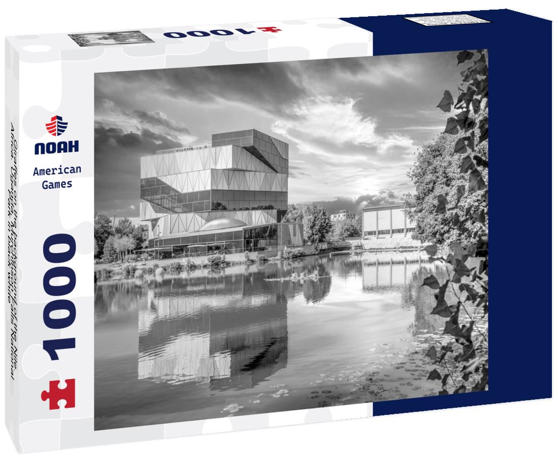 Noah Jigsaw Puzzle Giraffes on the background of the Nile. Africa. Uganda. Murchinson Falls National Park in black white 1000 pieces