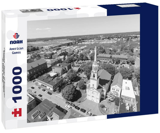 Noah Jigsaw Puzzle Okinawa, Japan at American Village streets at twilight in black white 1000 pieces