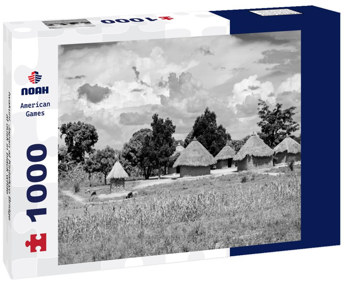 Noah Jigsaw Puzzle Iwakuni, Japan at Kintaikyo Bridge at dusk in black white 1000 pieces