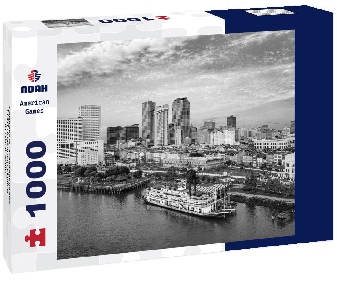 Noah Jigsaw Puzzle Springfield, Massachusetts, USA downtown skyline in black white 1000 pieces