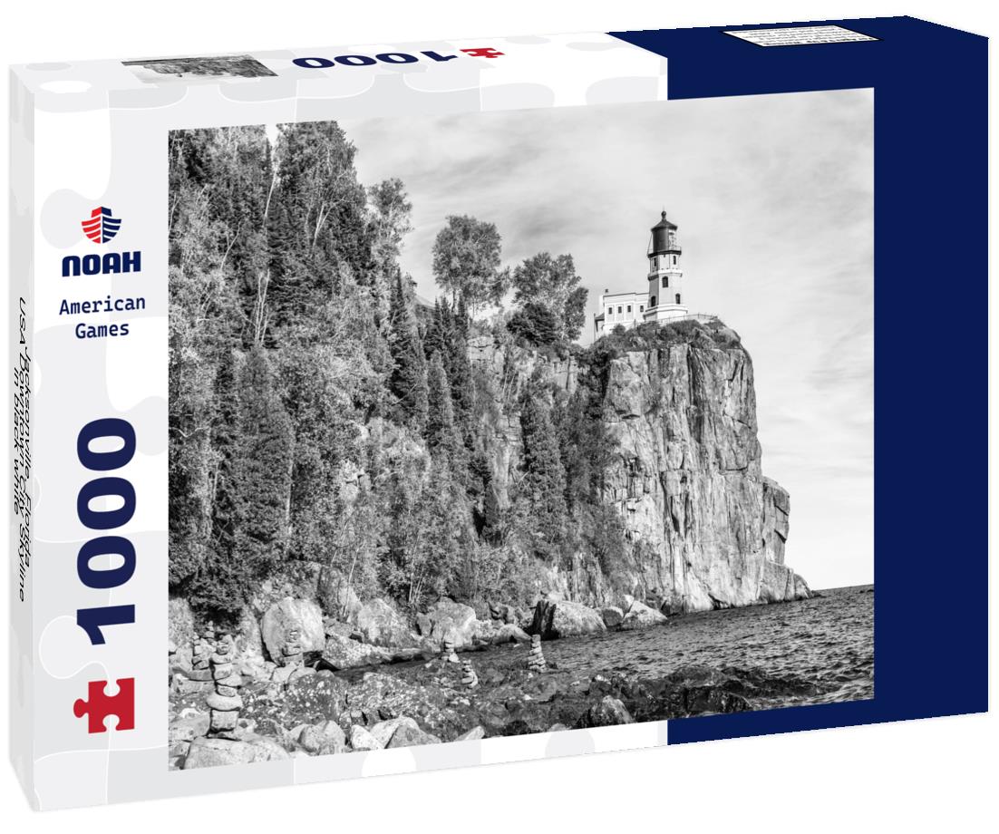 Noah Jigsaw Puzzle Jacksonville, Florida, USA Downtown City Skyline in black white 1000 pieces