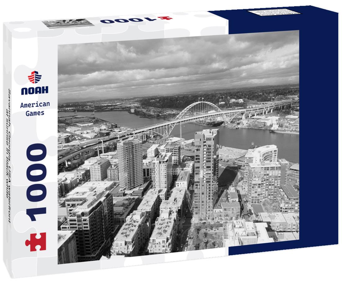 Noah Jigsaw Puzzle Savannah, Georgia, USA waterfront at sunrise in black white 1000 pieces